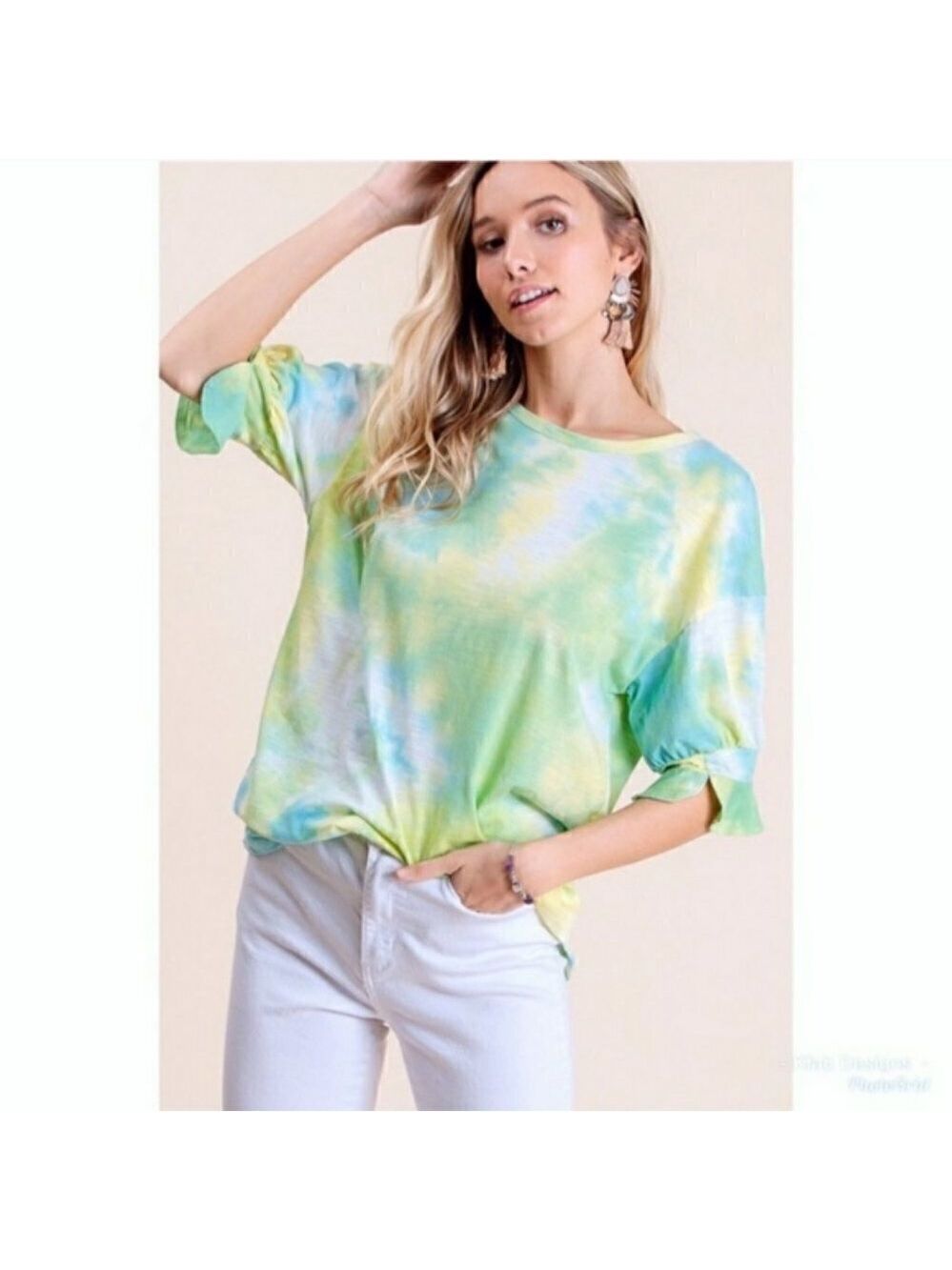 Tie Dye Balloon Sleeve Top